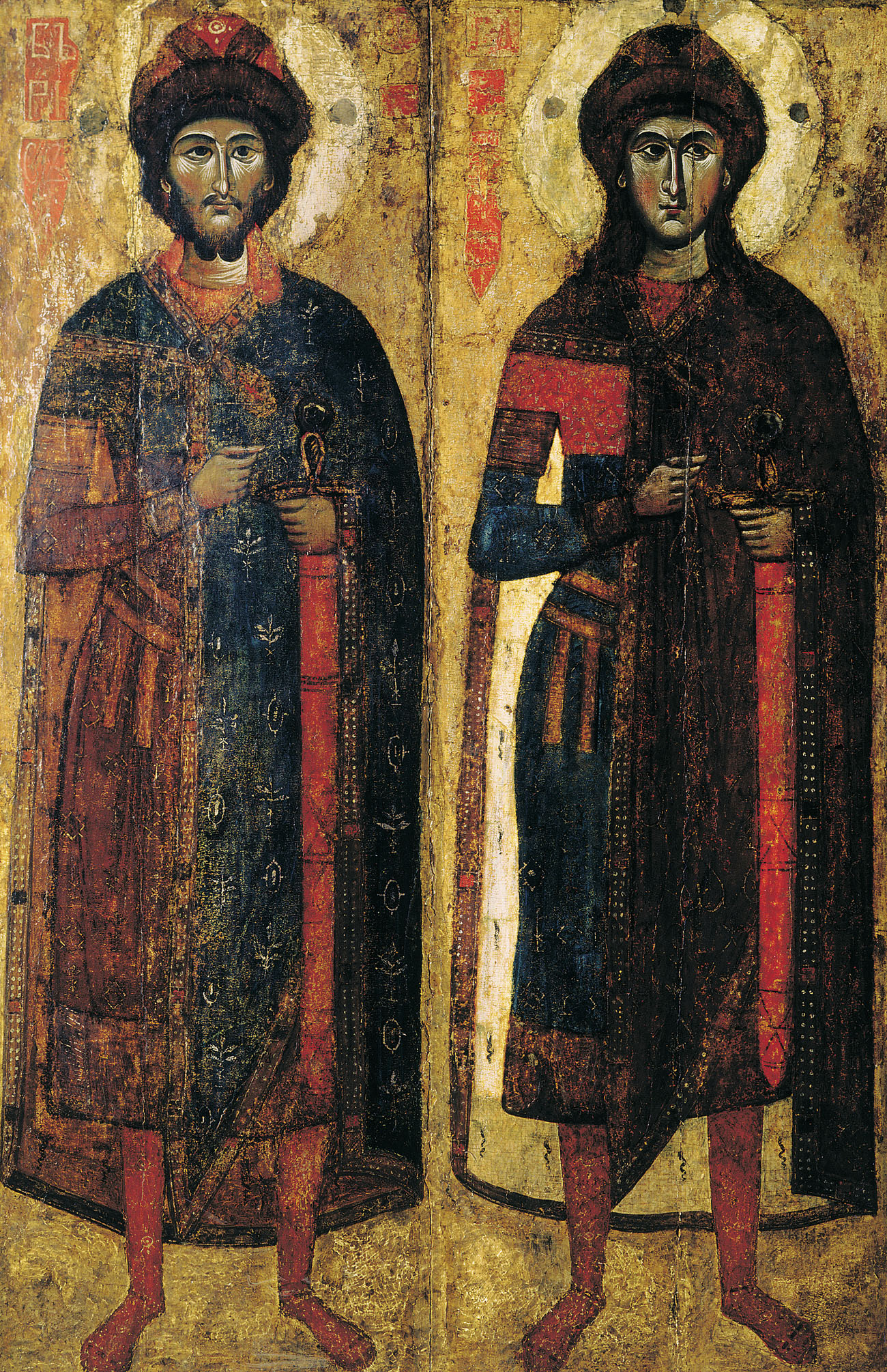 Свв. Борис и Глеб. Икона. Русь (Тверь). 2-я половина XIII в. Из Савво - Вишерского монастыря под Новгородом.